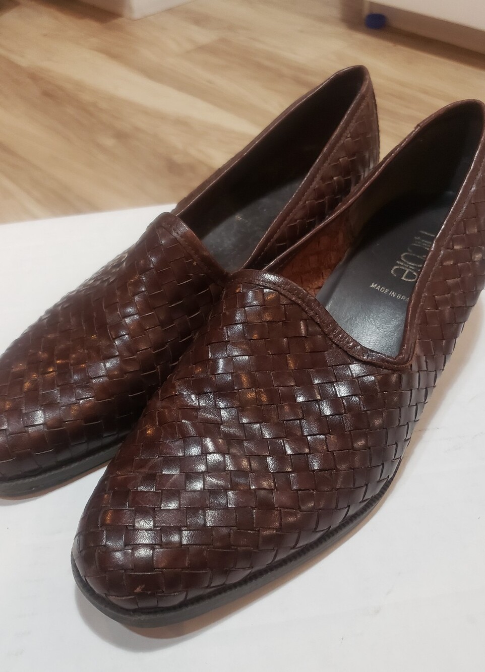 Nicole Woven Brown Leather Slip On Loafer 8.5 Made In Brazil